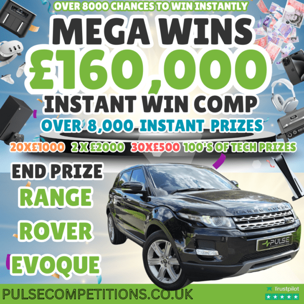 £160,000 MEGA Wins Draw - Range Rover Evoque End Prize