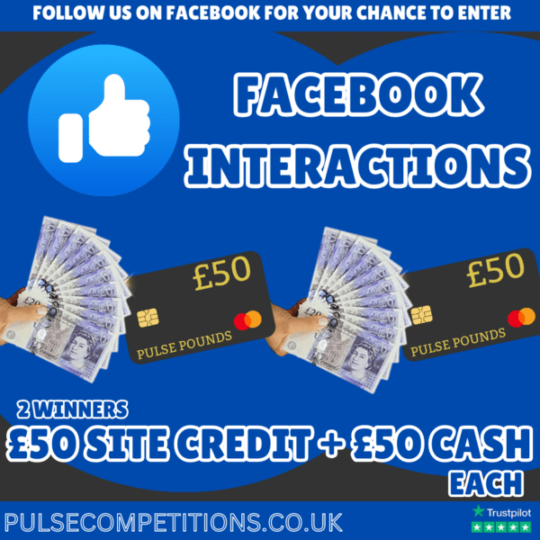 FREE - £50 Credit + £50 Cash X2 - Follow us on Facebook for your chance to enter!