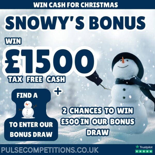 £1500 Tax Free Cash + Bonus Draw (2 x £500 Winners)